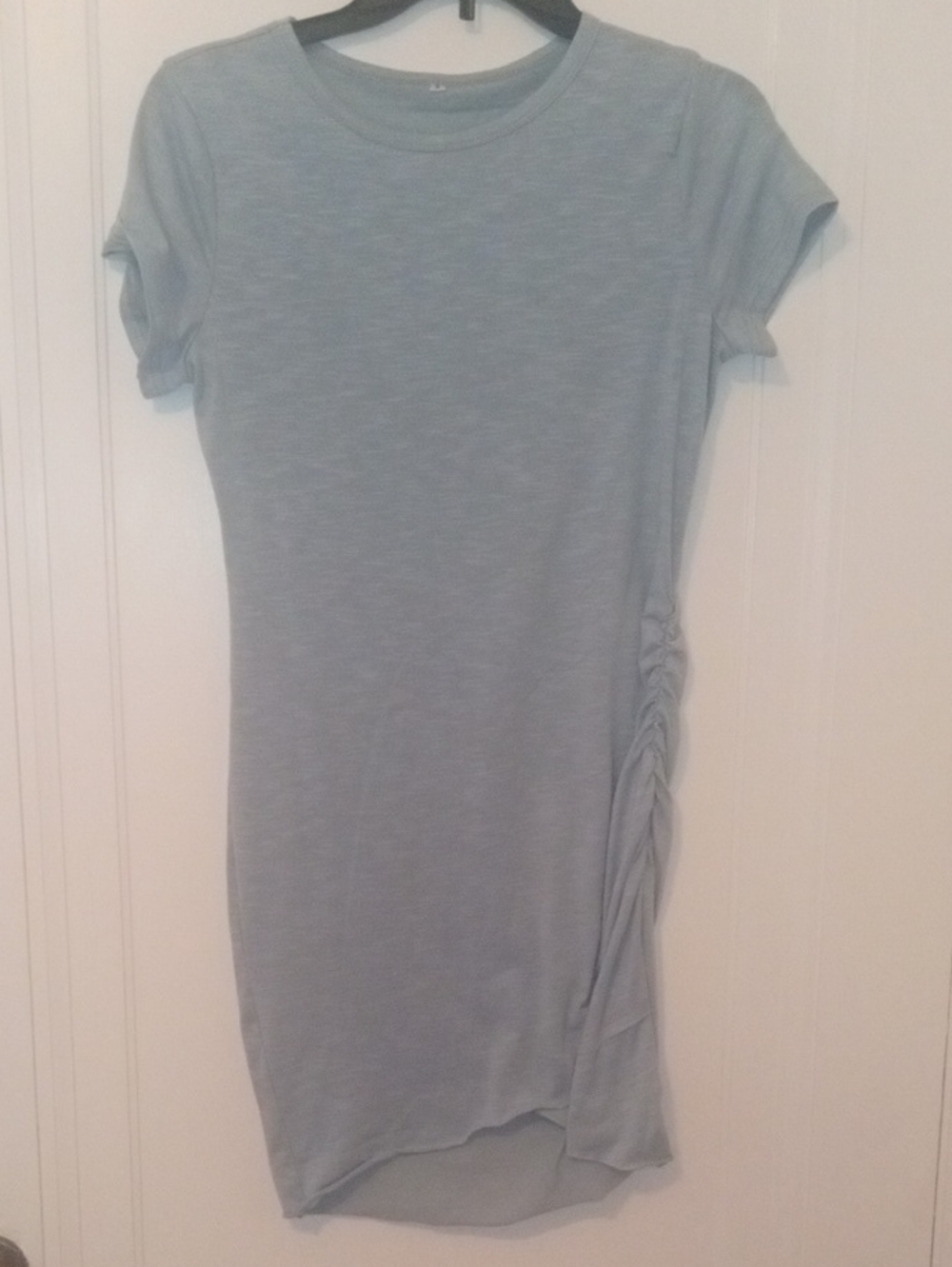 Women’s light blueShort sleeve tshirt dress, cinched side, small